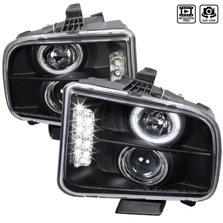 Spec-D Tuning 05-09 Ford Mustang Halo LED Projector Black LHP-MST05JM-TM